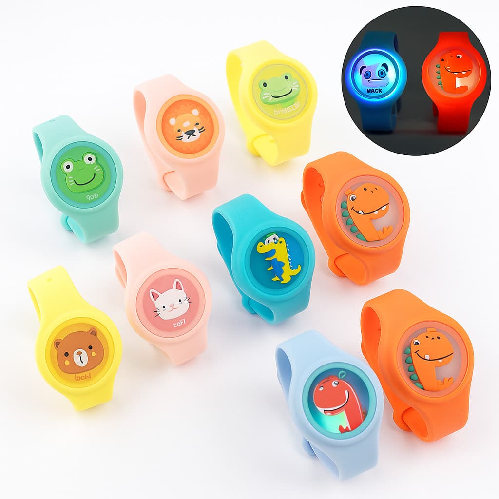 Kit 6 Pulseiras Repelente Mosquito Pernilongo Infantil Led Cor