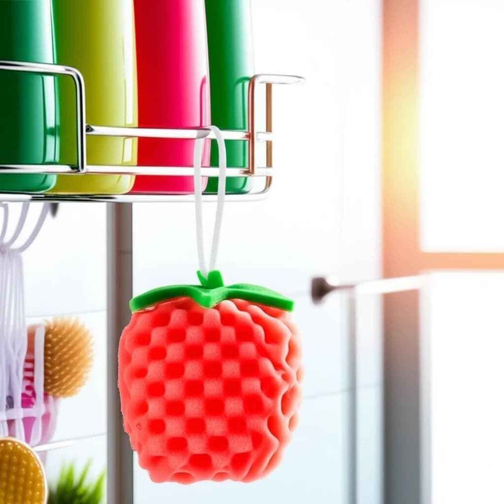 Esponja Banho Corporal Formato Fruta Vermelha Macia Espuma Esfoliante Higiene Pele Esfrega Costa