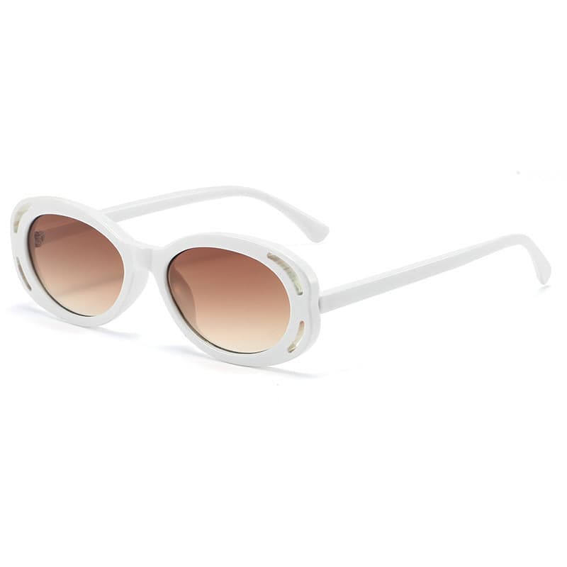 Óculos de Sol Ovais Femininos Vintage, Marca Retro, Óculos de Sol Pretos e Brancos Clássicos, Óculos Femininos UV400