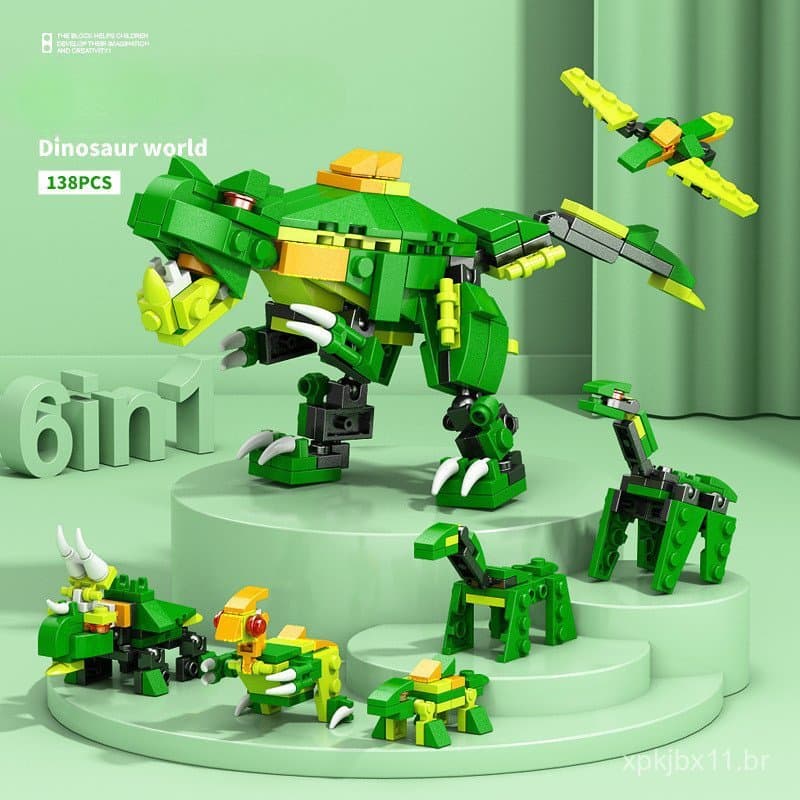 Compatível com Lego Seis em Um Blocos de Construção de Partículas Pequenas Tanque de Dinossauro Militar S SCNQ