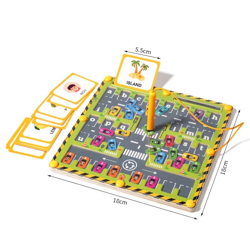 Brinquedo Labirinto Magnético Alfabeto Montessori Educativo Carros
