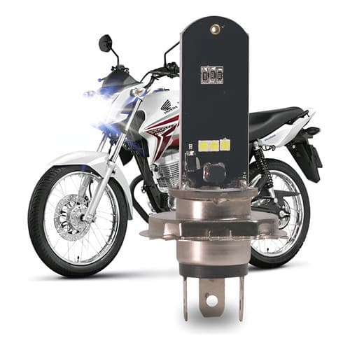 Lampada Farol Led Moto Efeito Xenon 6000k Cg Titan 150 E 160 H4 Super Branco Super Branco