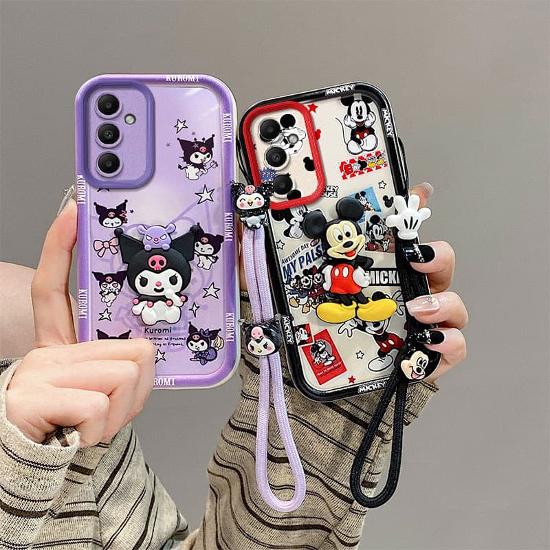 Capa de telefone estética à prova de choque estilo feminino com cordão adequado para Samsung Galaxy a27 a37 a57 a06 a16