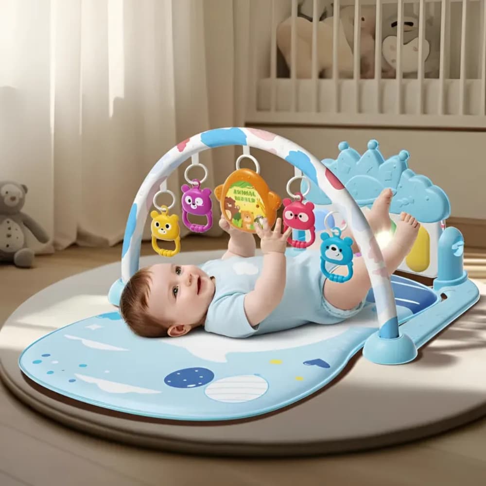 Tapete Bebê Musical Atividades Interativas Brinquedo Educativo Desenvolvimento Motor Azul