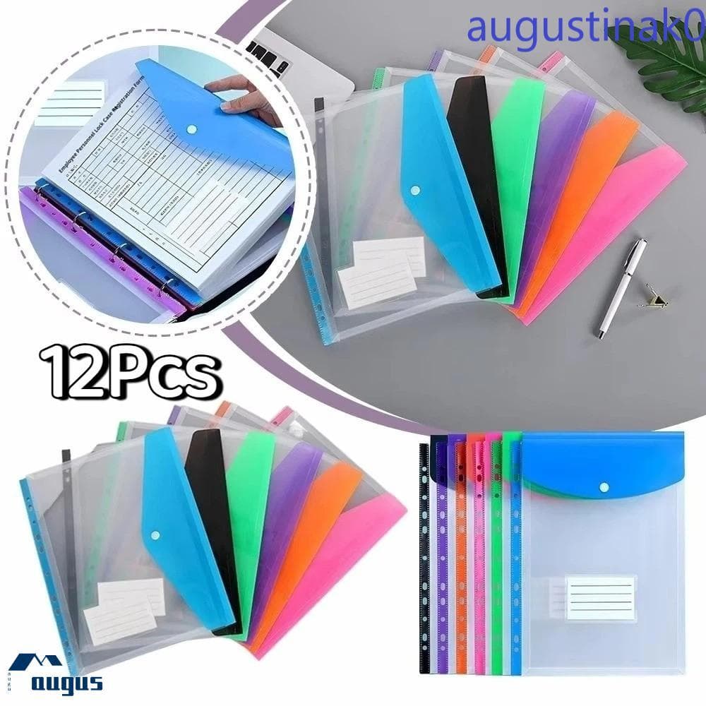AUGUSTINAK 12 Unidades De Sacos De Arquivo De Folhas Soltas , Saco De Expansão De Pasta Colorido De Grande Capacidade ,