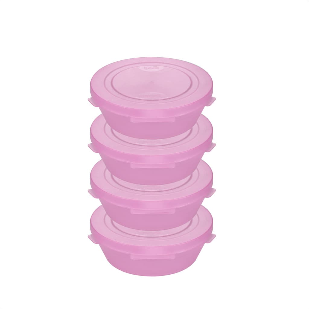 KIT ORGANIZADOR CONY TRANSLÚCIDOS 600 ml ROSA  - 4 pçs