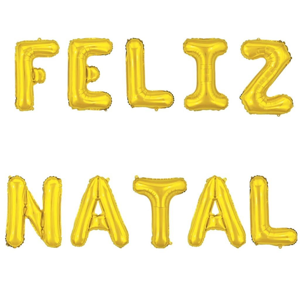 Kit Balão Metalizado PALAVRA FELIZ NATAL COR DOURADO