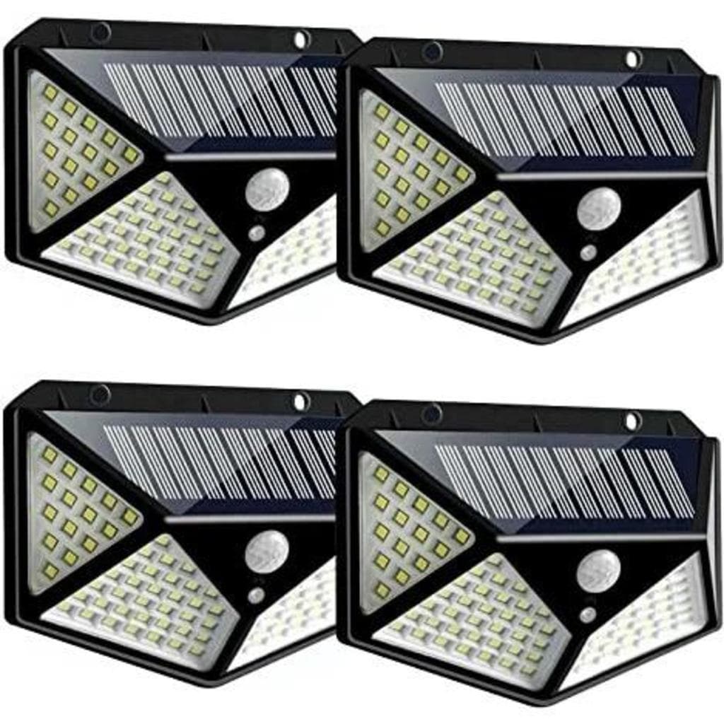 KIT1/4 Peças Luminária Solar De Parede Refletor 100 Led Sensor Presença Movimento Prova D' Água Com 3Funções Solar light
