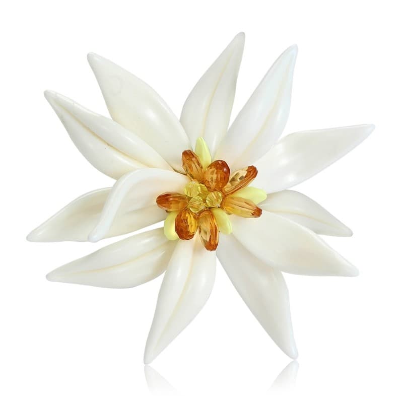 Broche Edelweiss Elegante QUICKR Artesanato Esmaltado E Alfinete Para Uso Diário