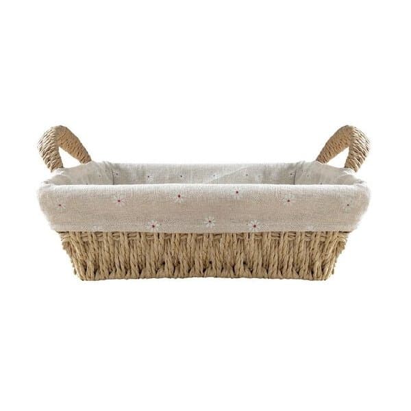 Cestinho De Armazenamento Com Alça  Fibra Natural com Forro Decorativo Removível M 28x22x8cm