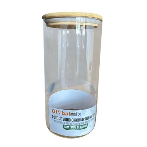 Pote Vidro Hermetico 1200ml Tampa Bambu Multiuso Vedacao Segura Armazenamento Sustentavel