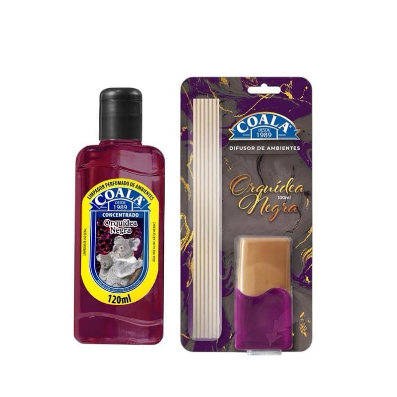 Kit 1 Limpador Coala Orquídea Negra 120ml 1 Difusor de Aromas  100ml