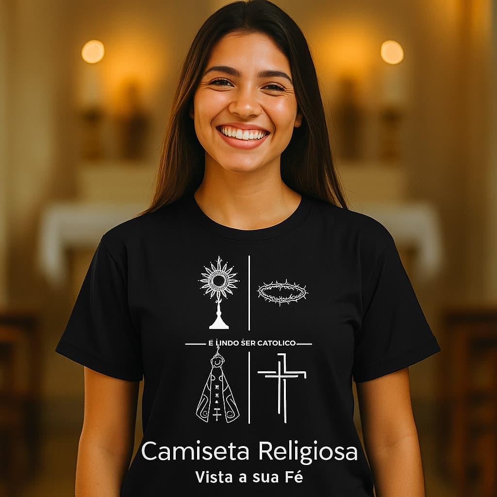 Camiseta Católica Premium Unissex 100% Algodão Estampa Minimalista É Lindo Ser Católico
