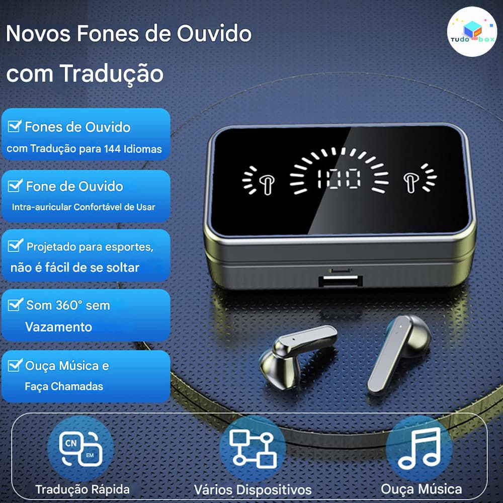 S20 Fones De Ouvido TWS Sem Fio Duplo com Case Suporte de Celular Bluetooth 5.2 IPX5 Com Microfone, Esportivo