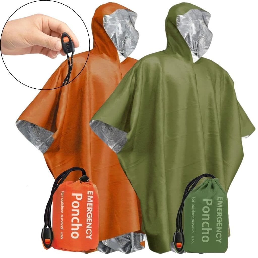 Capa Poncho Emergência Impermeável Ultraleve Verde Laranja Compacto Portátil Proteção Chuva Adulto Viagem Bolsinha Extra