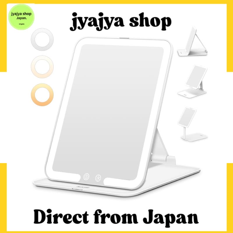 [Direct from Japan]Auxmir Espelho de Mesa Espelho de Maquiagem Portátil Espelho Dobrável com Luz LED 3 Temperaturas de