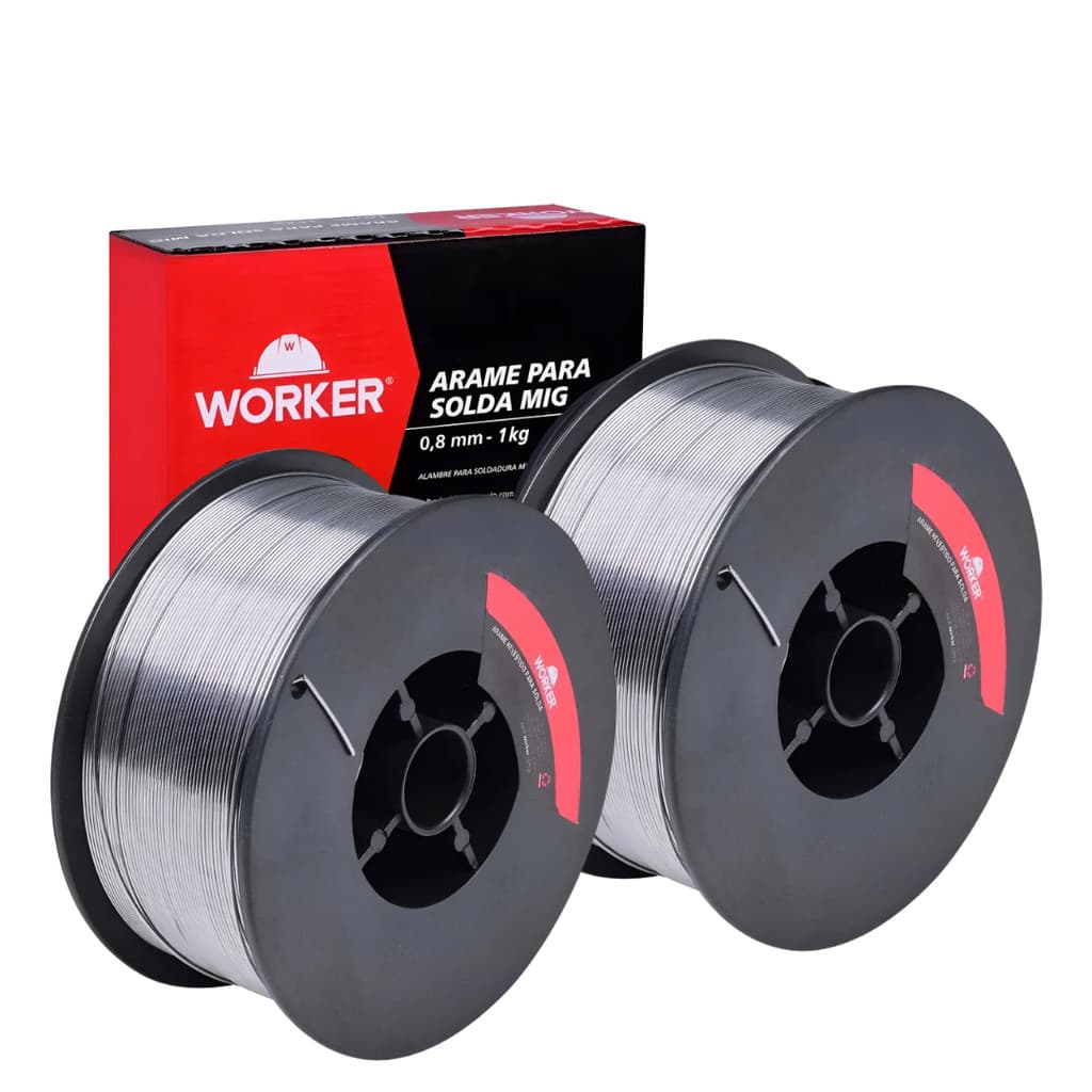 Par de Arame para Solda Mig 0,8 1Kg Uso Sem Gás Worker