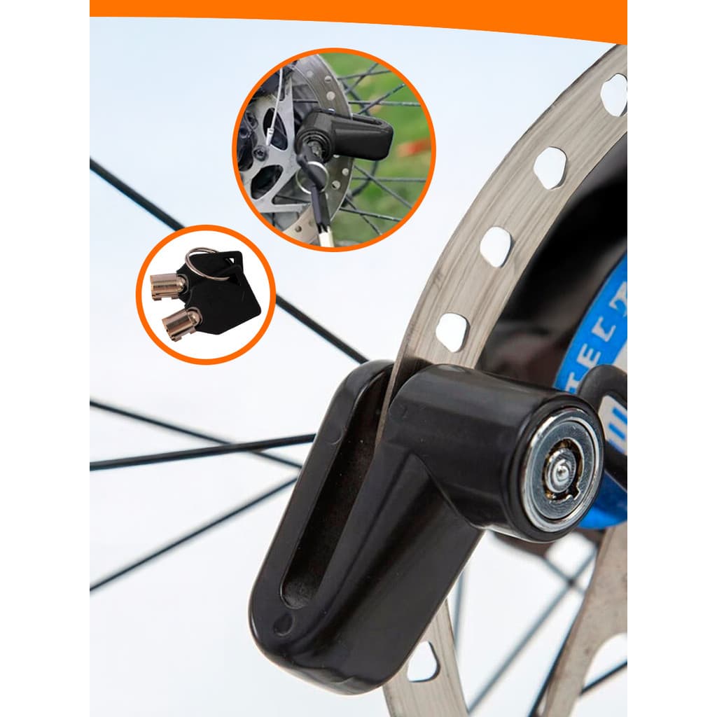 Trava de Disco de Alumínio Antifurto para Bicicletas e Motos