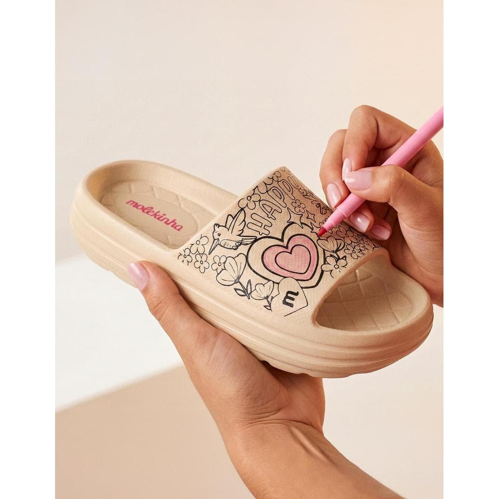 Chinelo Slide Infantil Molekinha Kit Colorir Happy Glo Play 2338409