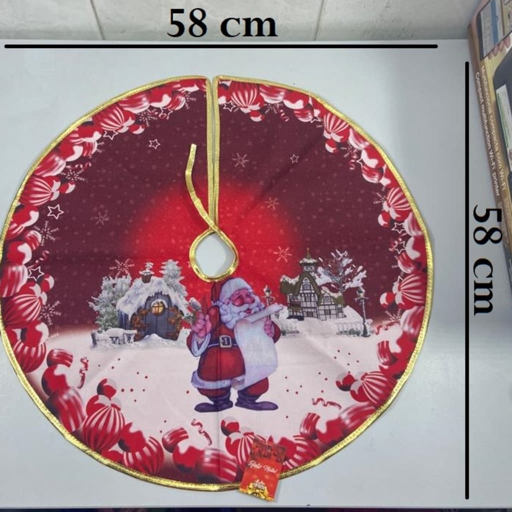 Saia Para Base De Árvore De Natal  Top Útil Natalino Prático E Facíl 58x58Cm Para Deixar Seu Natal Ainda Mais Decorado