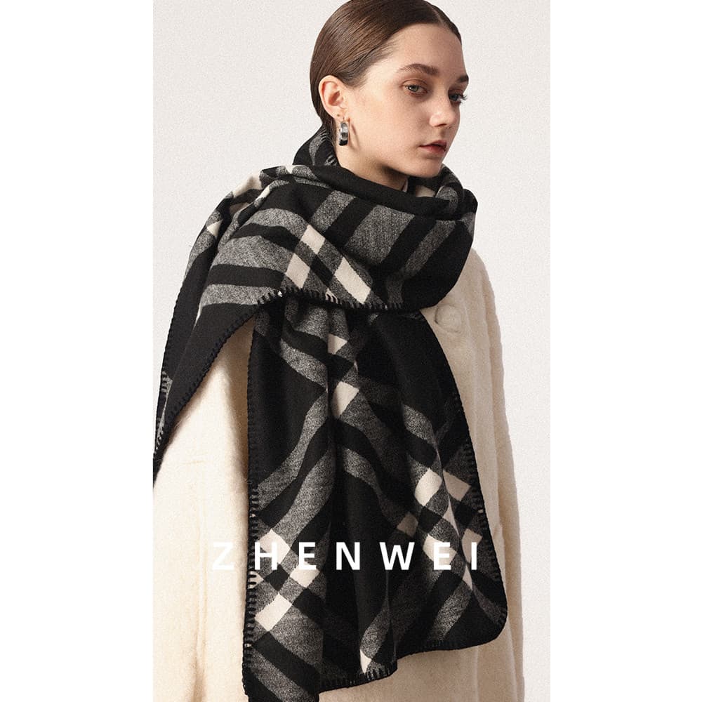 Cachecol feminino inverno extra largo xale extra longo preto xadrez preto branco xadrez cachecol outono inverno masculin