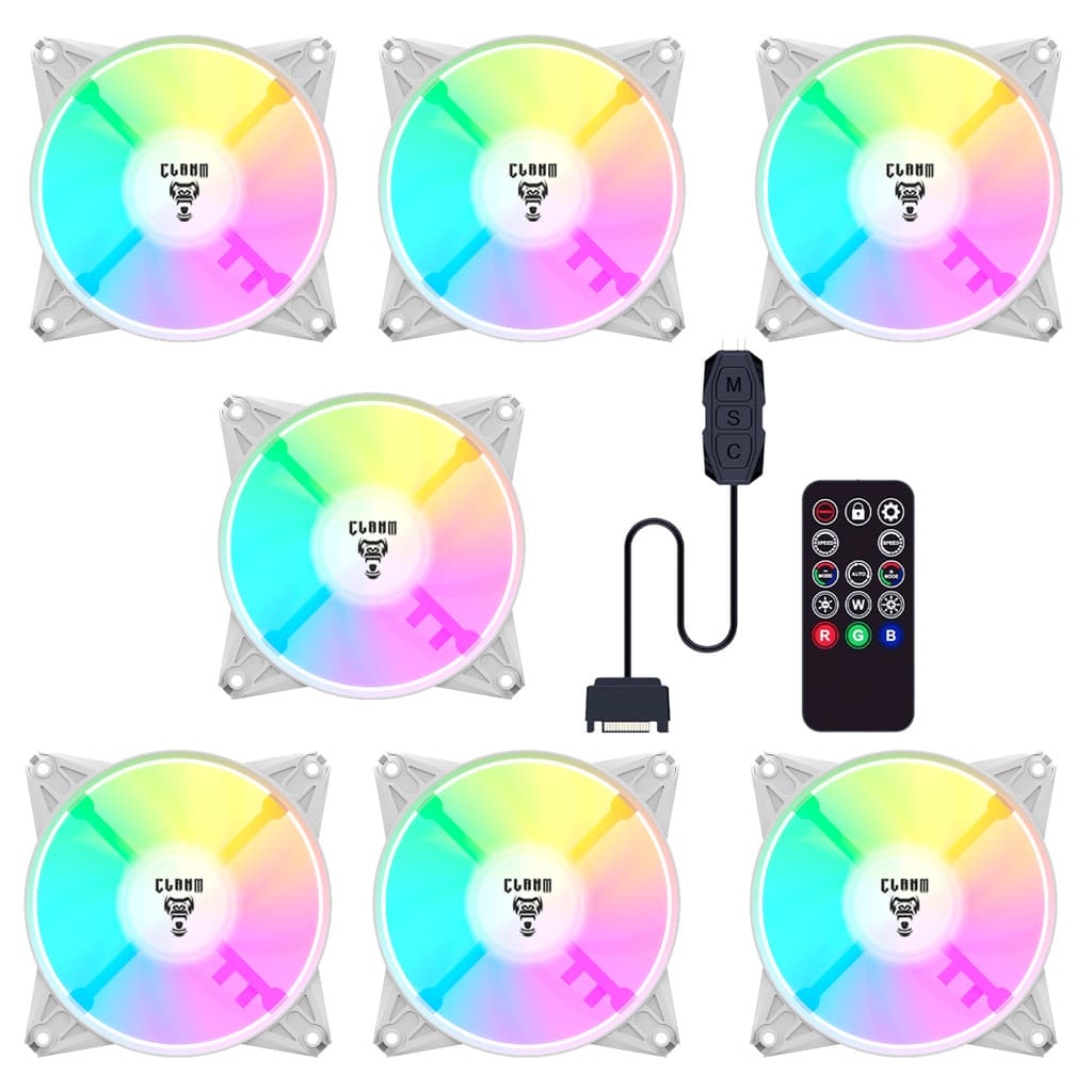 Kit 7 COOLER FAN Gamer Snow Eurus ARGB + Controladora CLANM