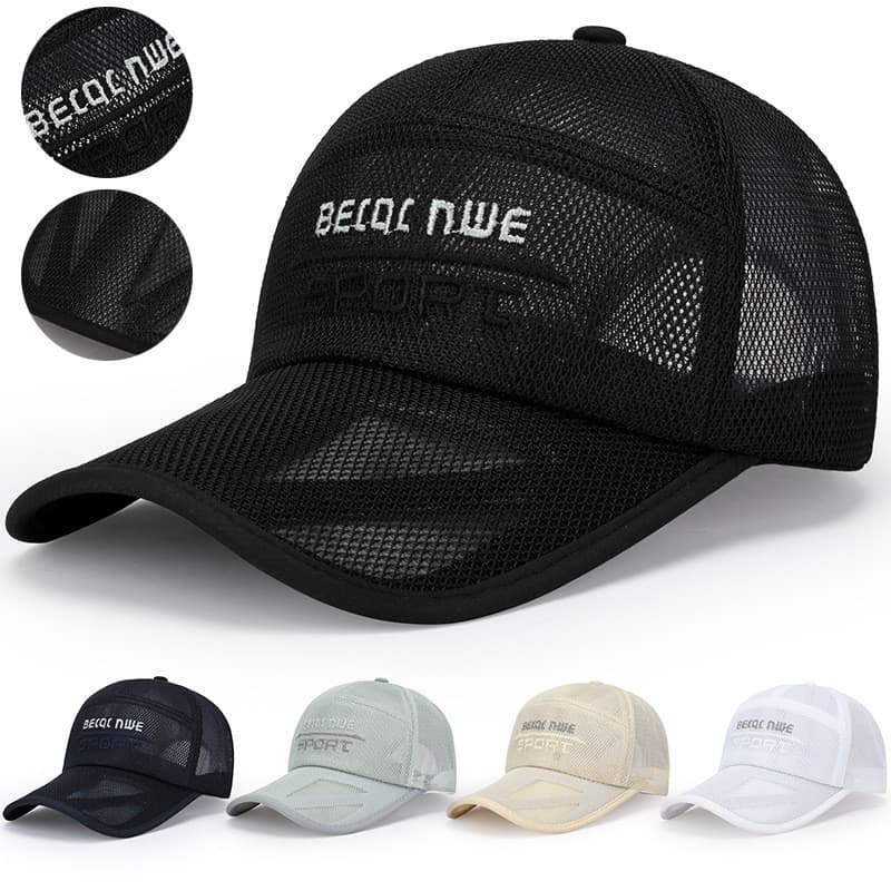 Boné Masculino de Verão com Aba Oca, Malha Respirável, Boné de Pesca ao Ar Livre com Proteção Solar, Boné de Beisebol