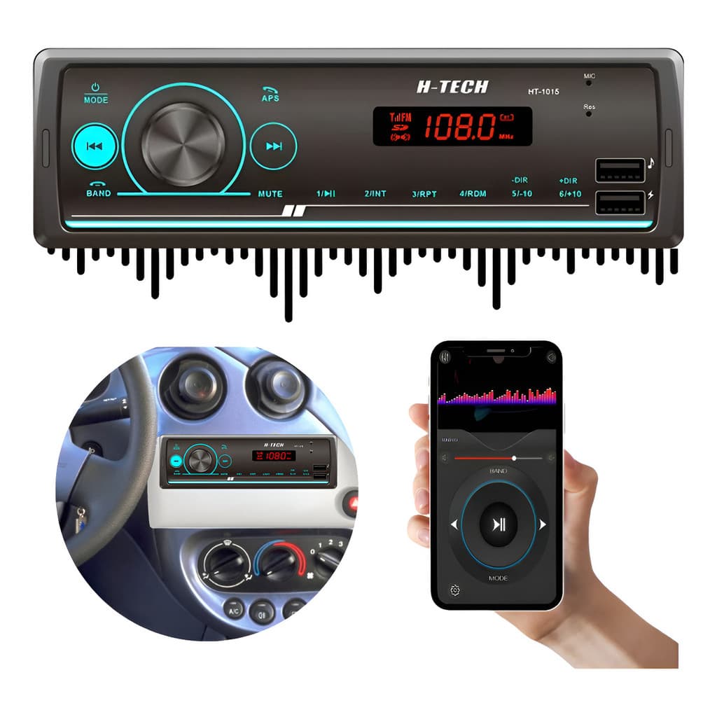 Rádio Som Automotivo Mp3 C/ App 2 Usb's Bluetooth Pen Drive