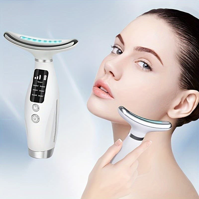 Massageador Recarregável de 3 Modos para Rosto e Pescoço - Alimentado por USB, Design Ergonômico