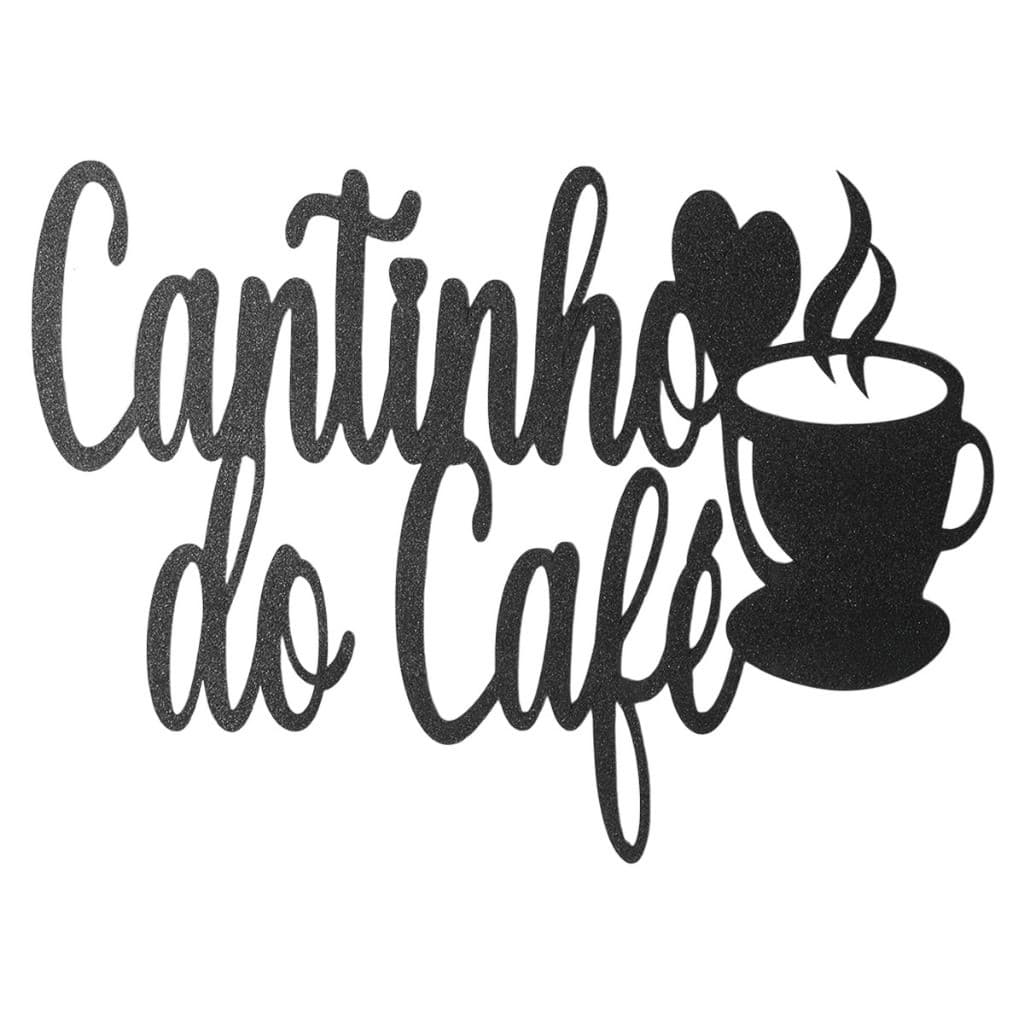Aplique Frase Decorativa Cantinho do Café MDF Cortado Laser Parede Casa Quarto Escritório 30x13cm
