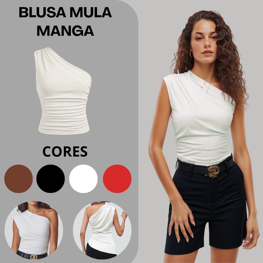 Blusa Regata Feminina Mula Manca Assimétrica Franzida Plissada Natal Casual Ombro Único Elegante