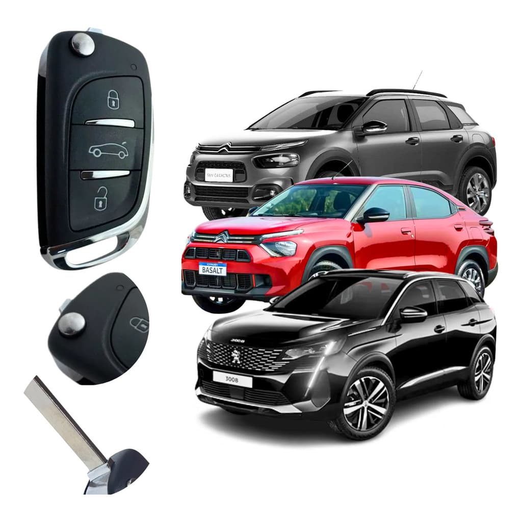 Controle Remoto Chave Completa C/Lâmina Virgem Linha Peugeot 208 3008 4008 5008 Boxer Partner Expert
