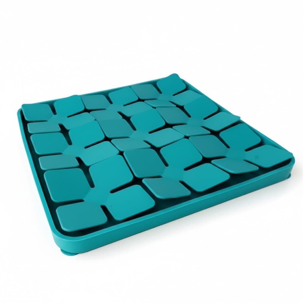 Comedouro Lento e Tapete de Fuçar com Ventosas Nyp Flor Para Cães e Gatos - Azul-Turquesa