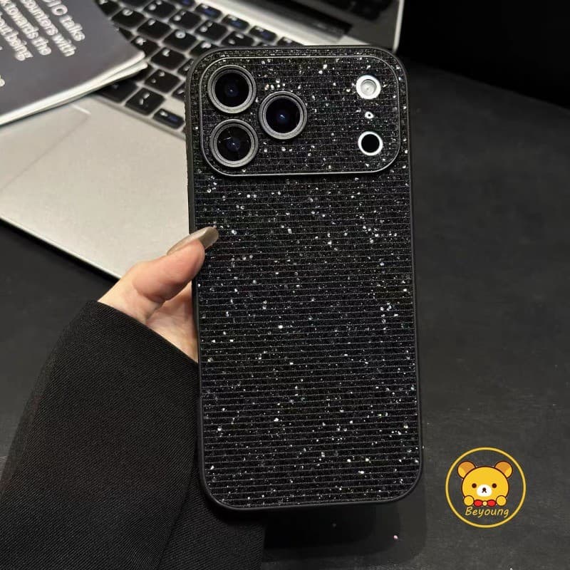 Capa De Telefone Preta Com Glitter De Luxo Para Redmi Note 15 14 13 12 12R 11 11T 11S 10 9 Pro Plus SE 13C 12 4G 5G Invó