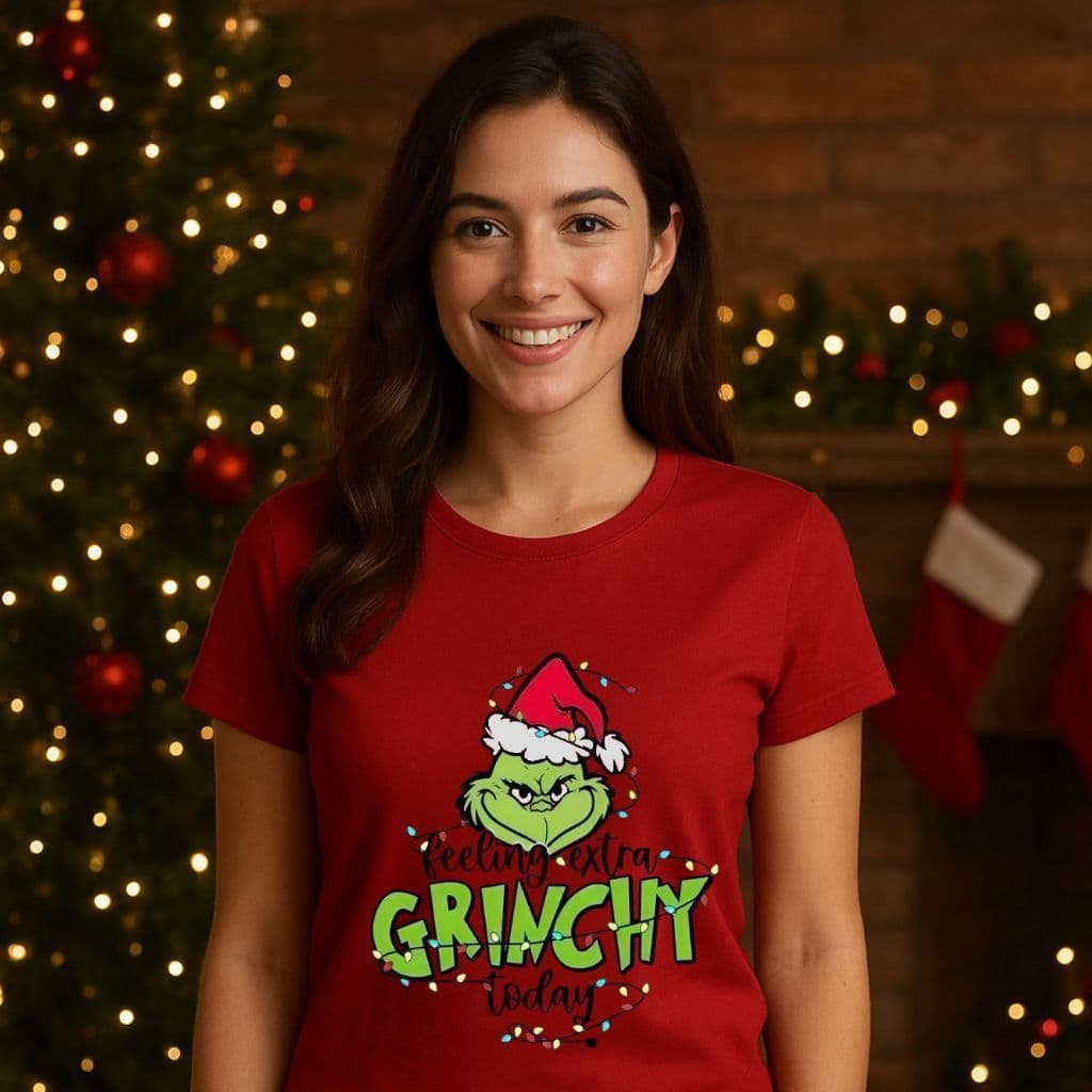 Camiseta Blusa Feminina c0m estampa Camiseta Algodão T-shirt Moda Natal Filme Grinch