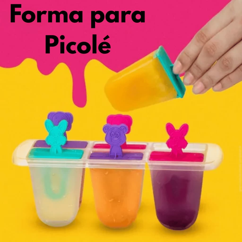 Forma para Picolé Sorvete Colorido Bichinho com 6 Cavidades