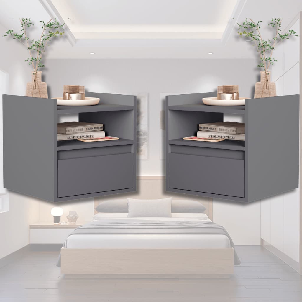 PROMOÇÃO Kit 2 Mesa de Cabeceira Aerea Para Quarto Nicho Organizador e Porta Basculante Criado 2 UND