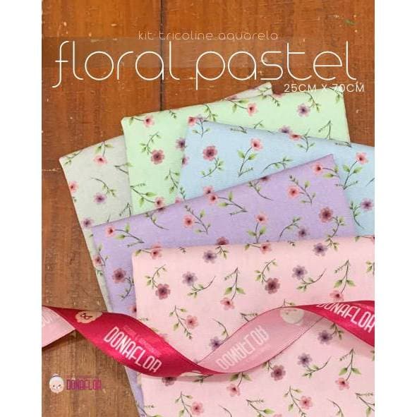 KIT 5TRICOLINES FLORAL TONS PASTEL AQUARELA - Medida 25cmx70cm - 100% ALG