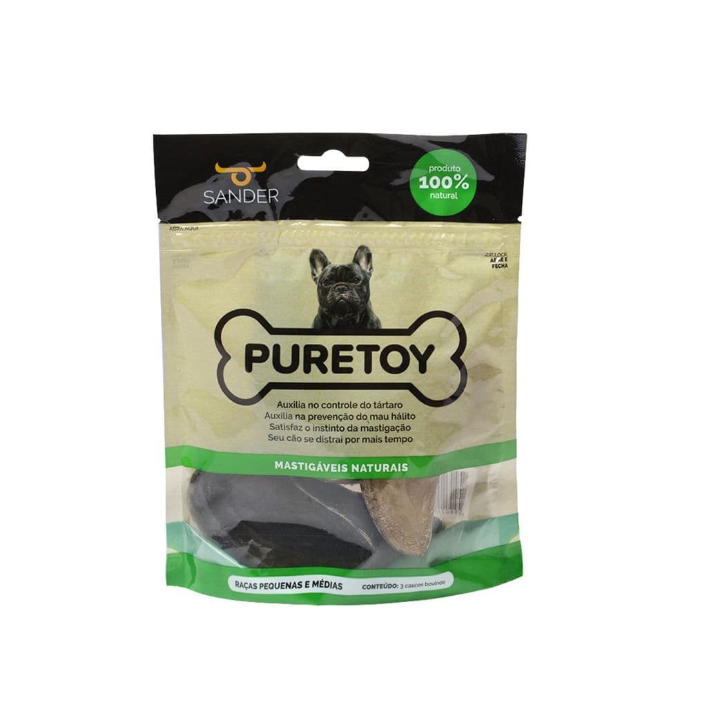 Mordedor Natural Para Cães Puretoy Cascos Bovinos Para Brinquedo Roer Pet 3un
