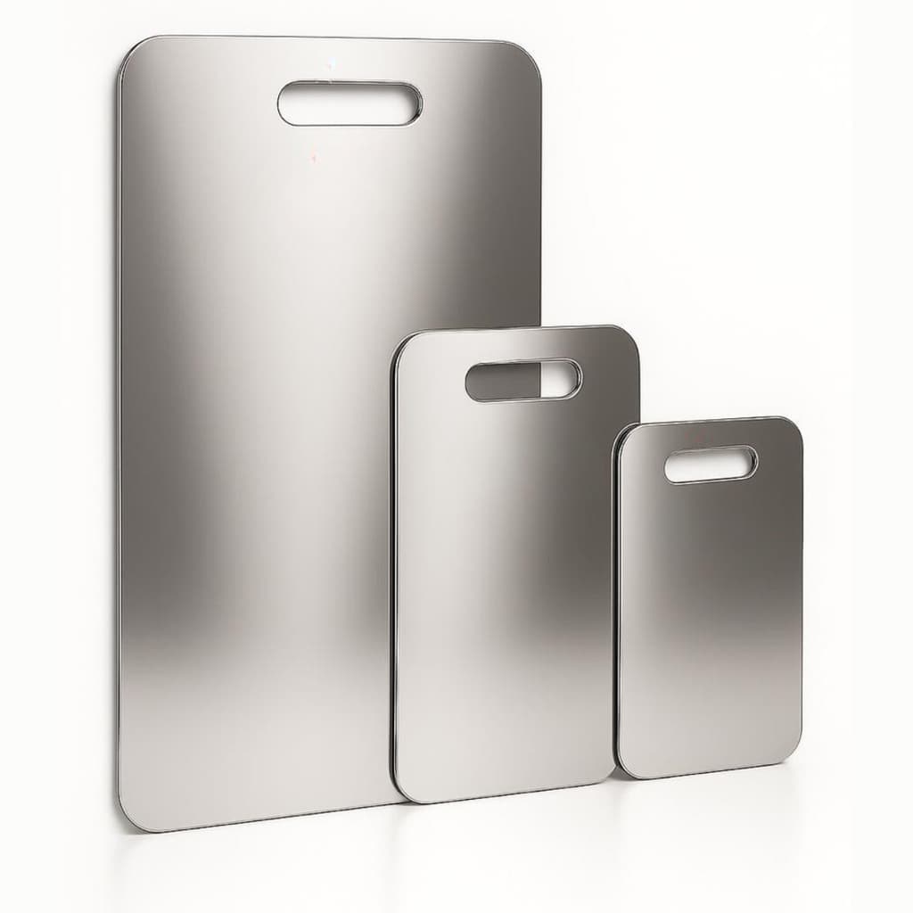 Ki 3 Tábuas de Corte Cortar Carne Placa Dupla Face Higiênica em Aço Inox Alça