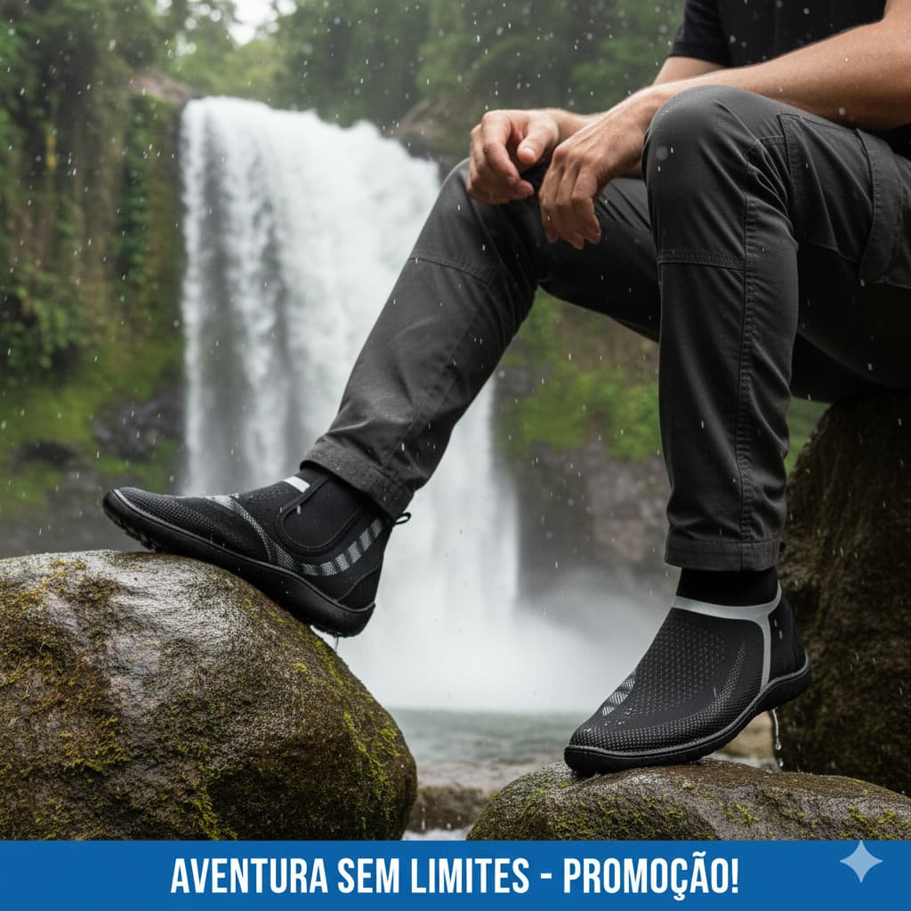 Sapatilha Bota Atividade Aquática Areia Beach Tennis Pesca Trilha Neoprene Solado Costurado Borracha