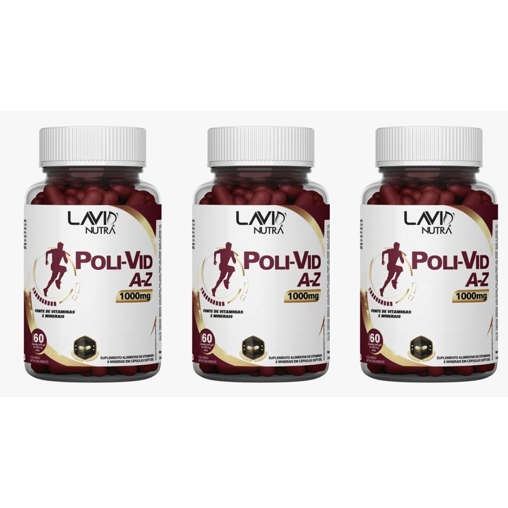 kit 3 Multivitamínico  A-z Poli-vid Lavid Nutra 60 Caps