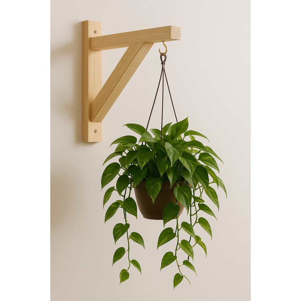 Suportes Mão Francesa P/ Vaso Planta C/ Gancho Kit Triangulo de Madeira Parede Jardim Decoração Pinus