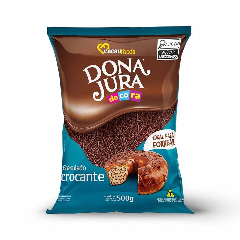 Granulado Crocante Decorativo Bolos Doces Chocolate 500g Dona Jura