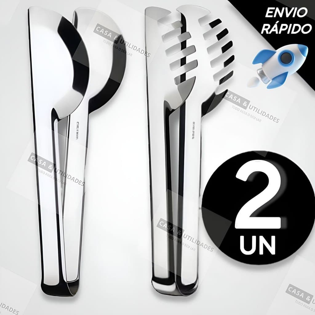 Kit 2 Utensílios Para Cozinha Inox Pegador Universal Pegador de Massas