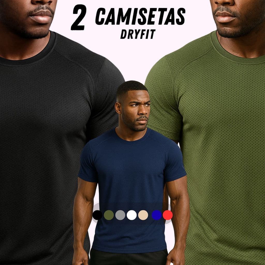Kit Com 2 Camisa Masculina camiseta Drifit academia treino, corrida, Esportiva, academia.