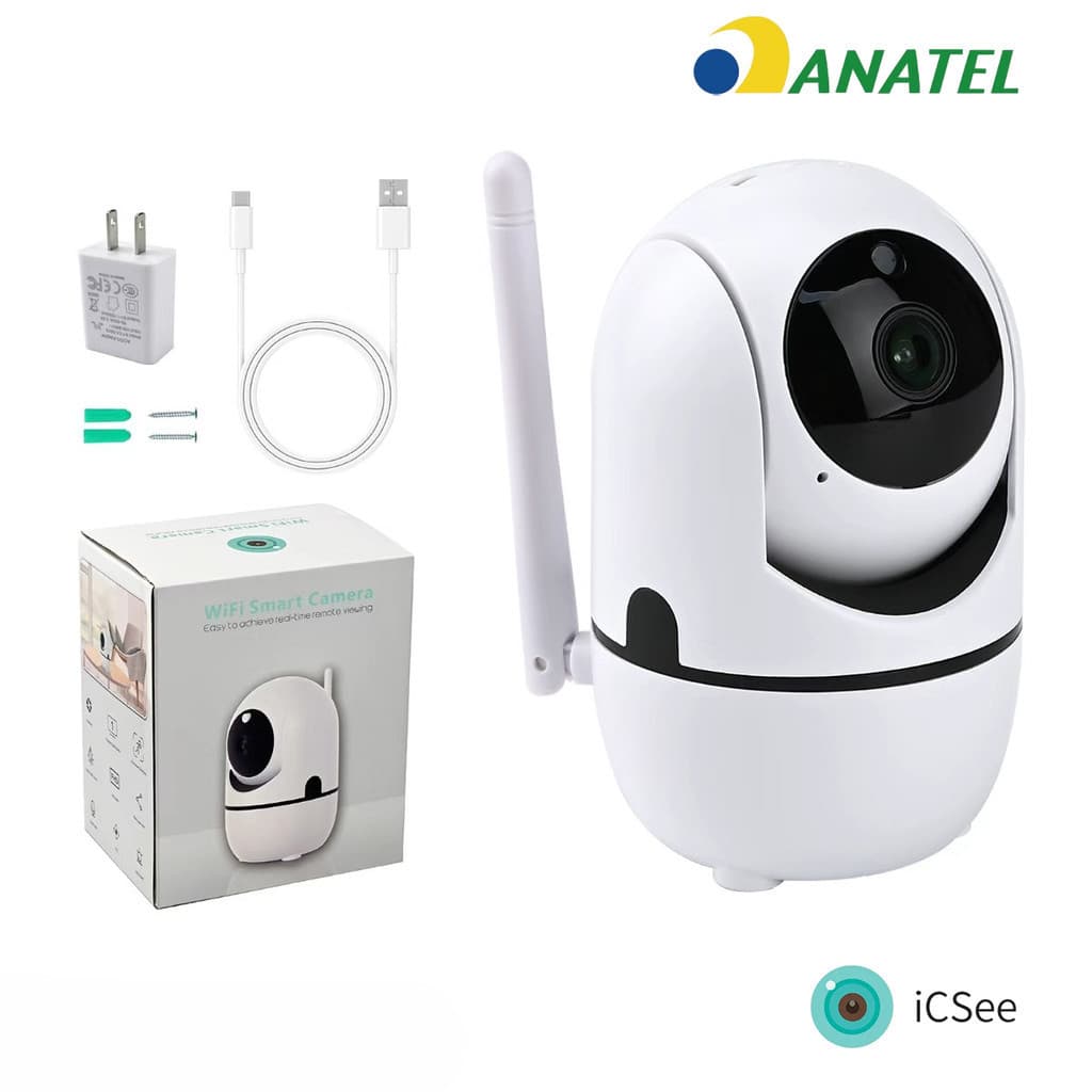 Câmera de Segurança Wi-Fi 1080P Inteligente PTZ Visão Noturna Áudio Bidirecional Giro Automático APP ICSEE Android iOS