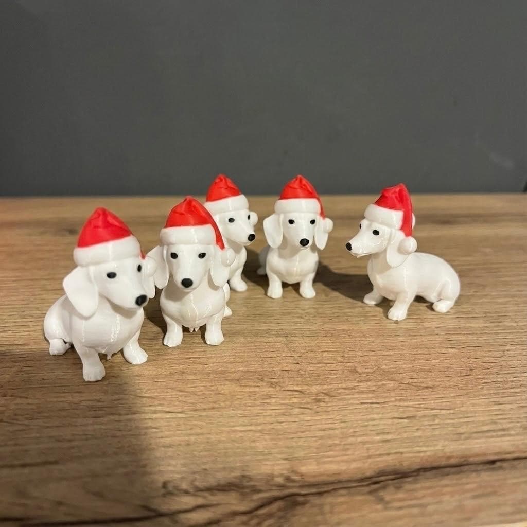 Kit Enfeites de Natal Cachorro Salsicha - Decoração de Natal Mesa e Casa