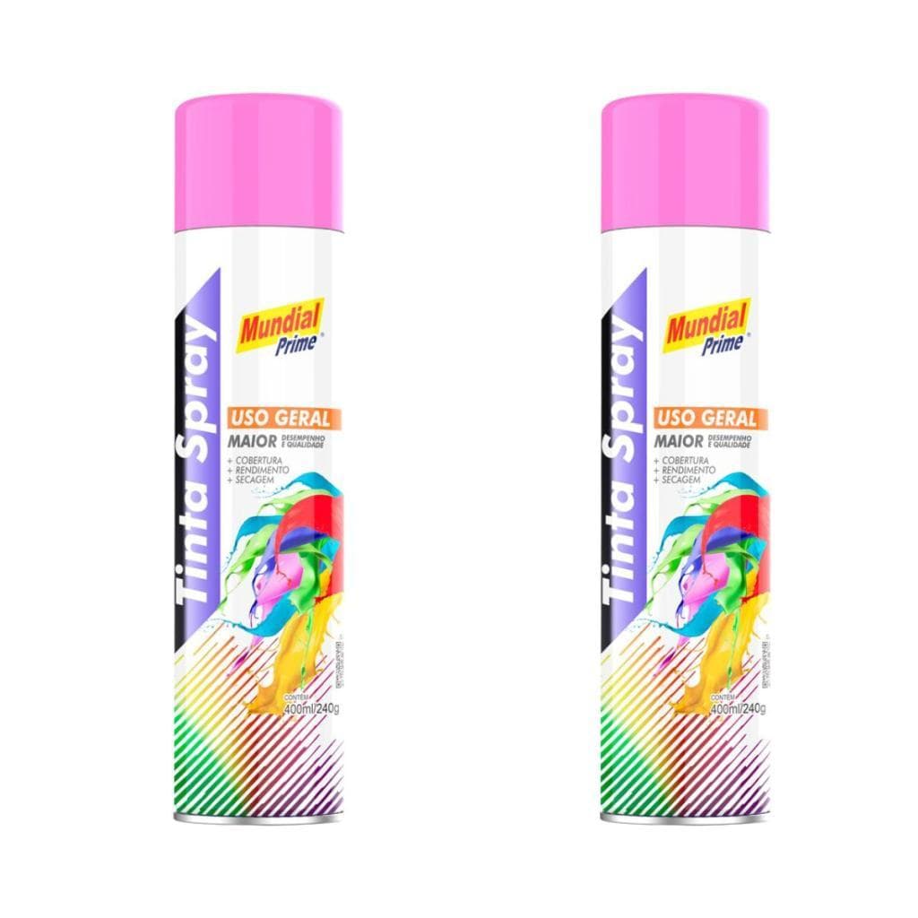 Kit 2 Tinta Spray Mundial Prime Rosa - 400ML