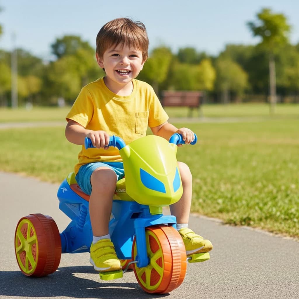 Triciclo Infantil Quadriciclo Motinha Carrinho de Passeio Moto Grande Azul Menino Pedal de Aço Resistente